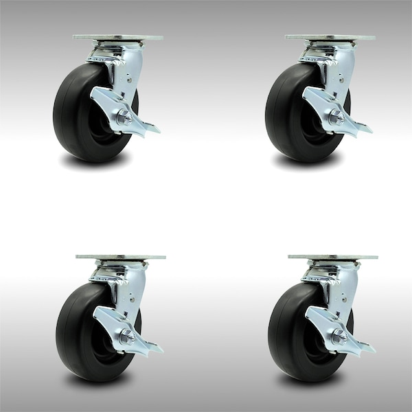 6 Inch SS Polyolefin Caster Set with Roller Bearings and Brake/Swivel Lock SCC